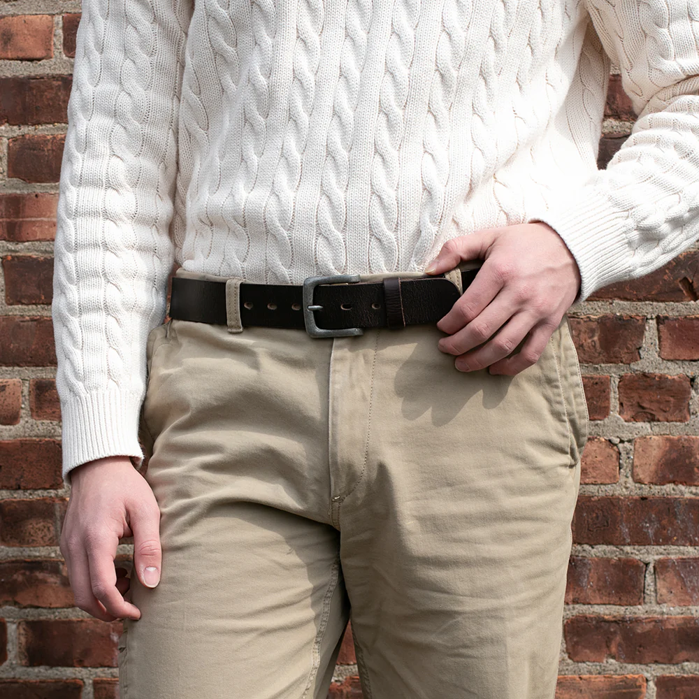 Leather Jeans Belt #B150 - 1 1/2" Wide - Brown - Image 3