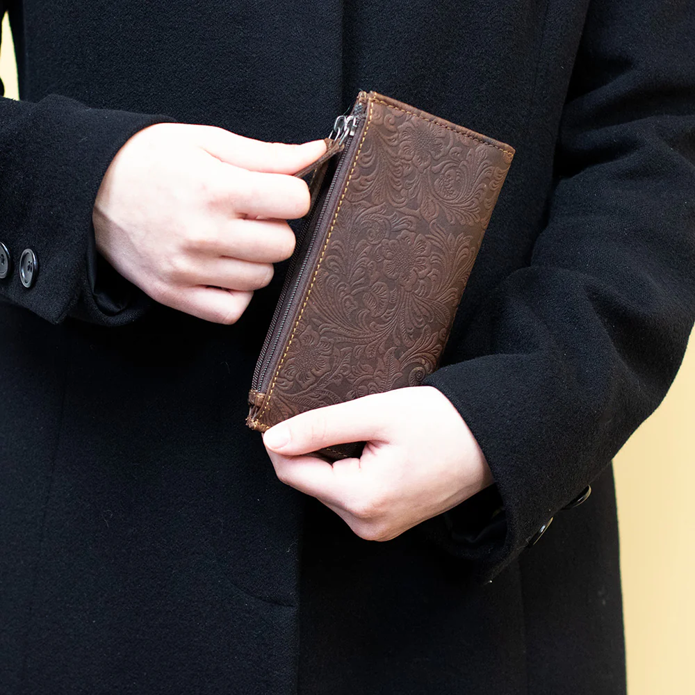 Tooled Slim Zippered Wallet #FL717 - Image 3